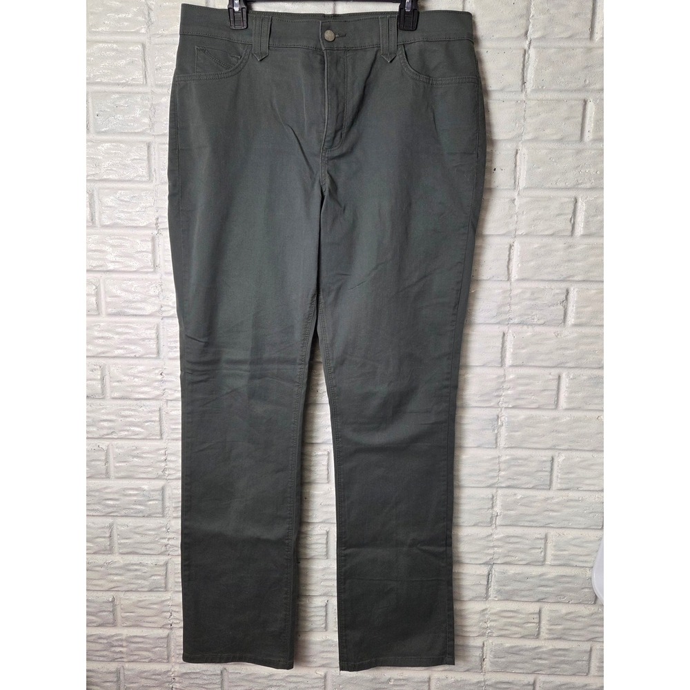NYDJ Chino pants Women's size 14 Khaki Lift Tuck Gray Stretch 33.5" inseam